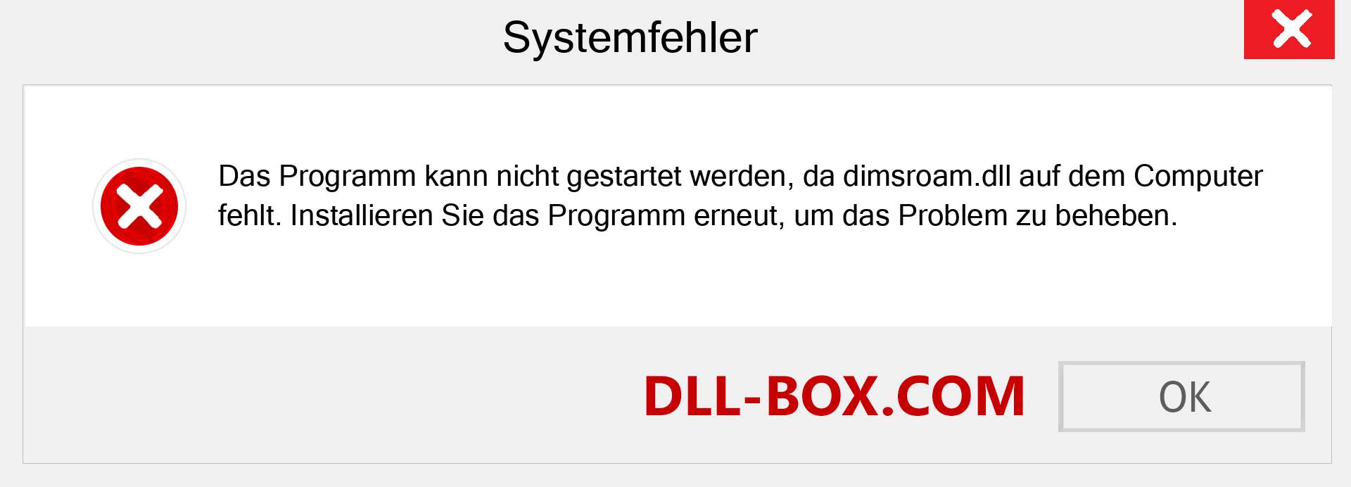 dimsroam.dll-Datei fehlt?. Download für Windows 7, 8, 10 - Fix dimsroam dll Missing Error unter Windows, Fotos, Bildern